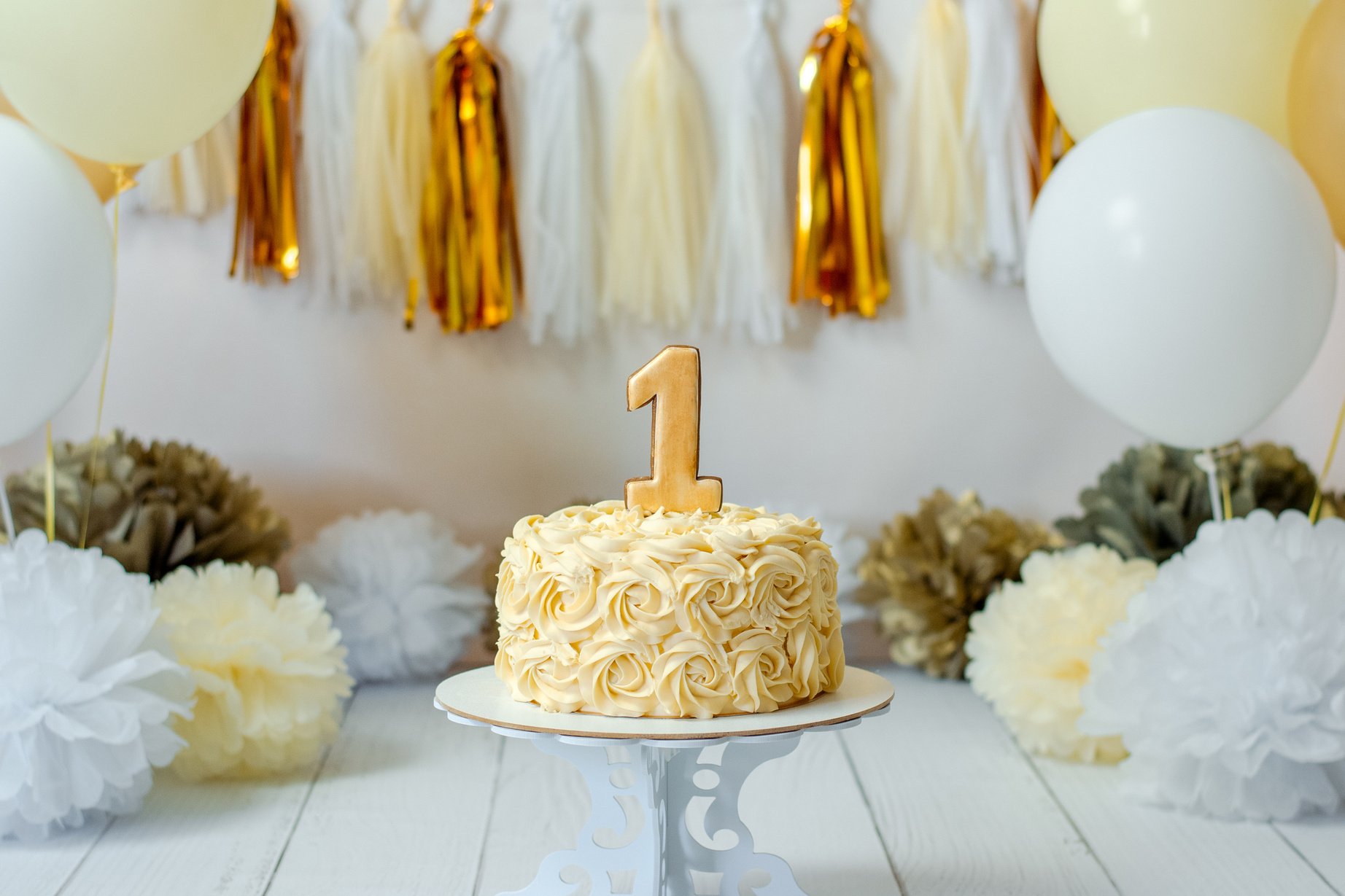 First Birthday Cake in Festive Decorations