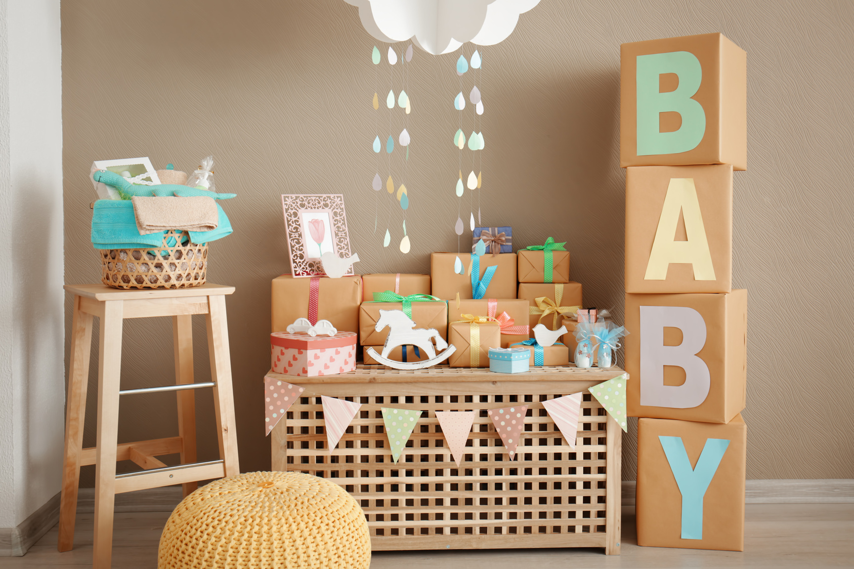 Gifts and Decorations for a Baby Shower